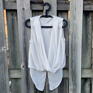 Foreign Exchange sheer white work blouse